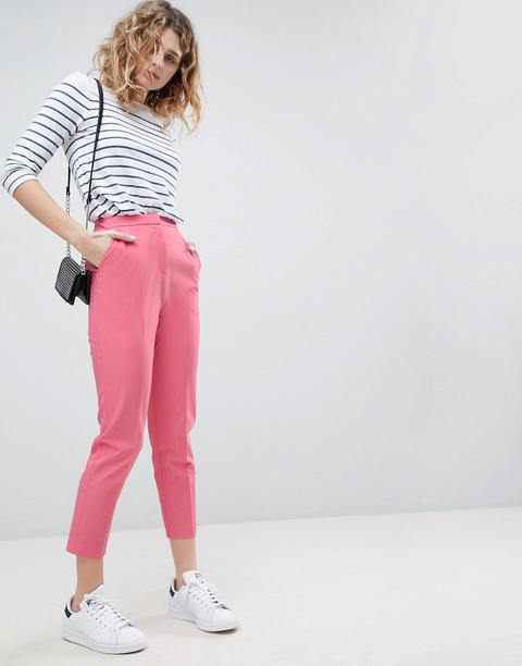 Pantalones Pitillo En Rosa Pop De Asos