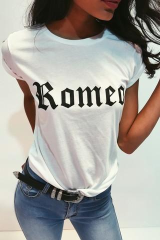 Geo White Romeo Slogan T-shirt