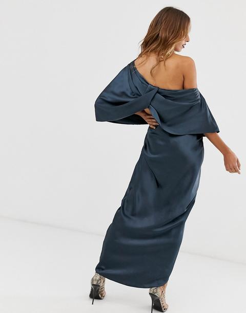 asos edition drape asymmetric maxi dress in satin