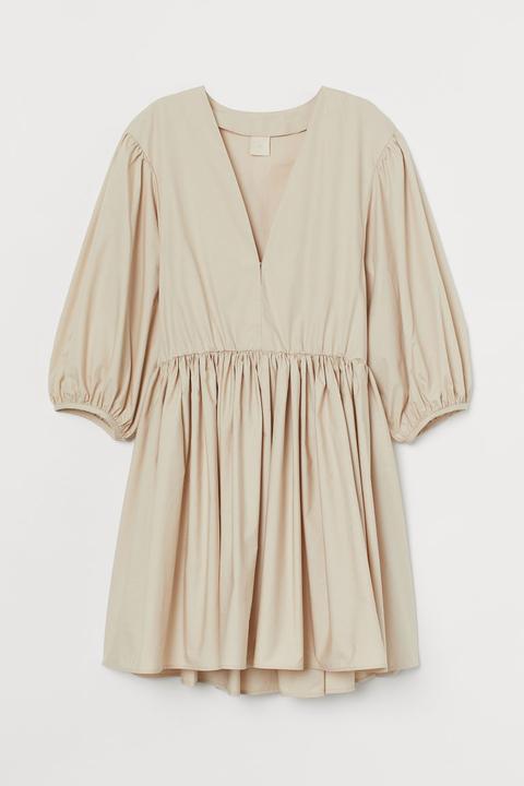 V-neck Dress - Beige