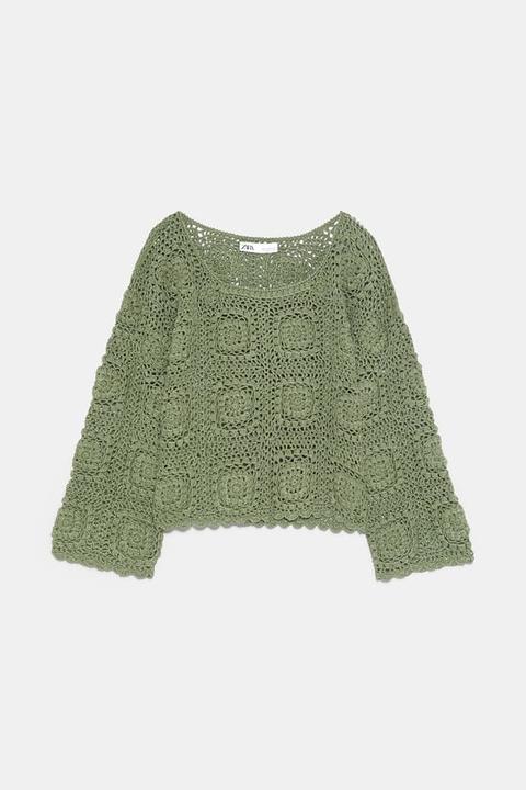 Pullover In Maglia Crochet Edizione Limitata