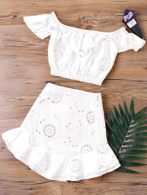 Set Di Mini Gonna Con Spalle Scoperte Orange White