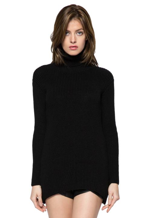 Black Turtle Neck Zipper Sweater