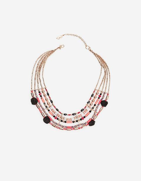 Collar Piedras Y Pompones