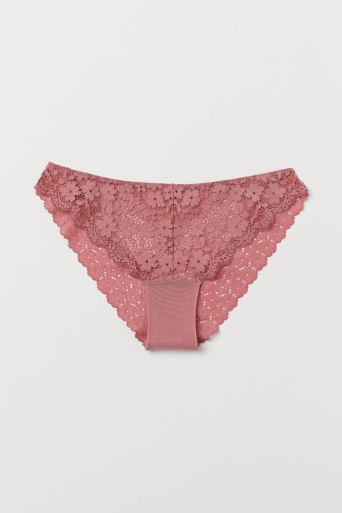 H & M - Slip Intimo Bikini In Pizzo - Rosa