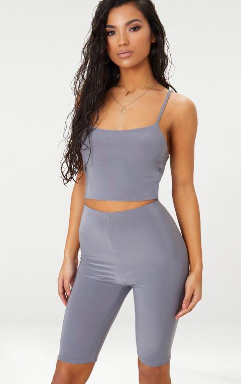 Grey Slinky Longline Cycle Short