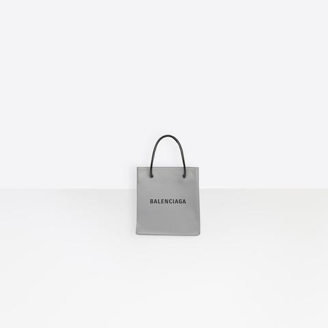 Small Natural Grain Calfskin Shopping Bag With Marquetry Logo