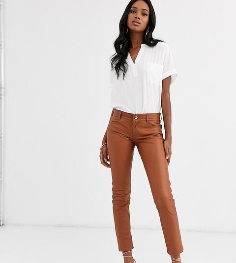 Lab Leather Skinny Fit Trousers-brown 