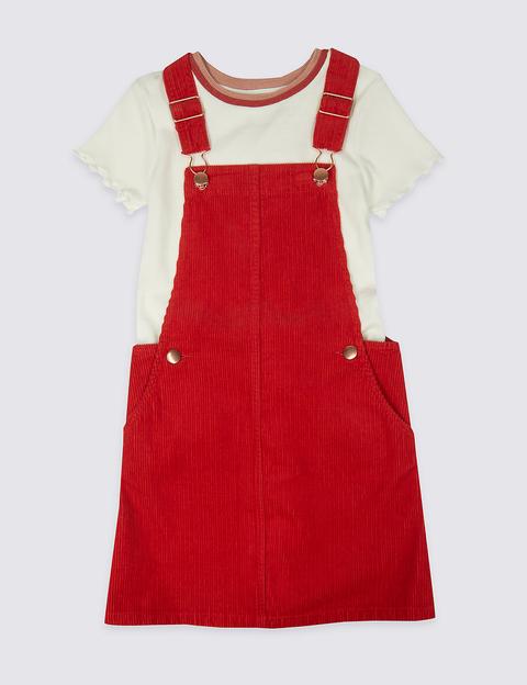 Cord Pinafore With T-shirt (3-16 Years)