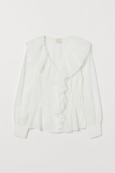 Blusa Con Volantes - Blanco