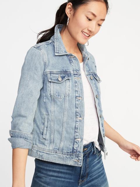 women's distressed jean jacket