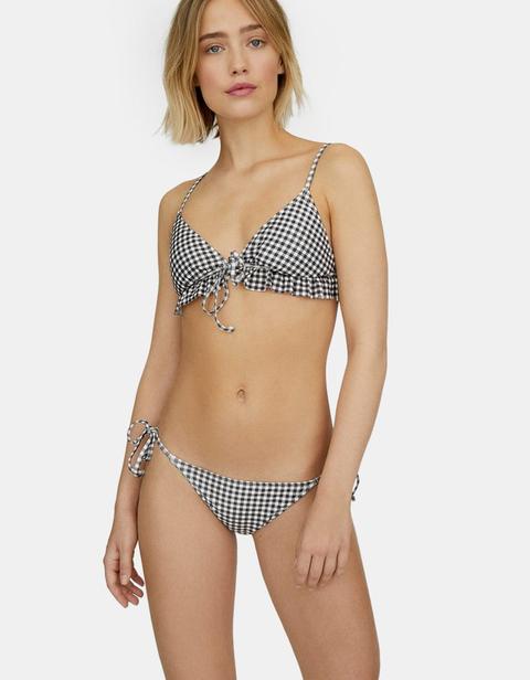 Slip Bikini A Quadretti Ecru