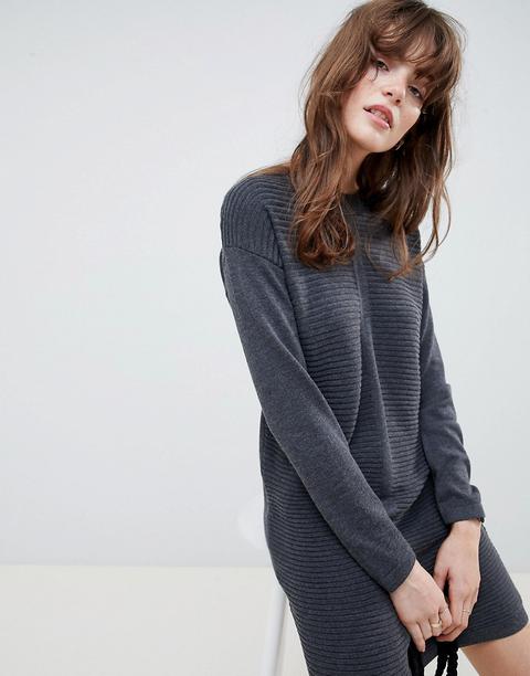 Asos Design - Eco - Vestitino In Maglia A Coste - Grigio