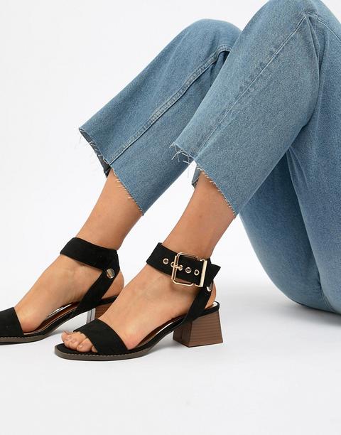 Sandalias Con Tacón De Bloque Y Hebilla Extragrande De River Island