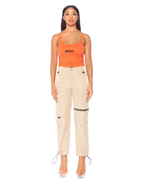 Bright Orange Cami Slogan Crop Top