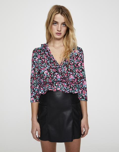 Camiseta Cruzada Bambula Flores