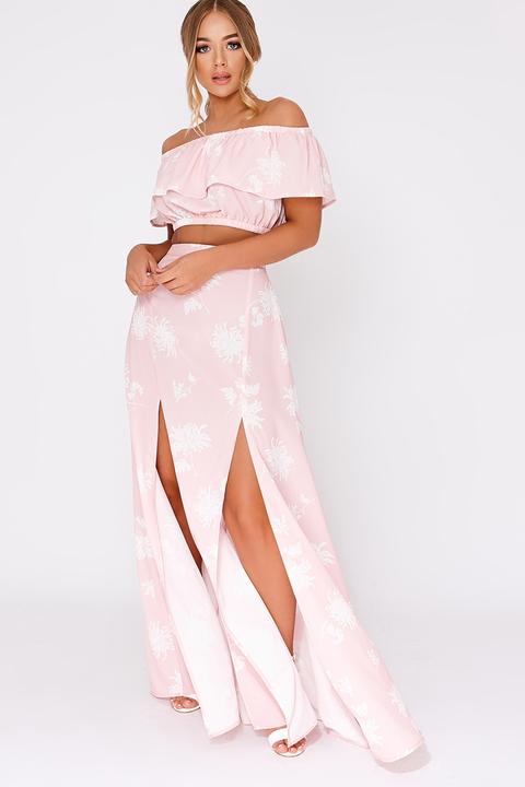 Pink Skirts - Billie Faiers Pink Floral Side Split Maxi Skirt