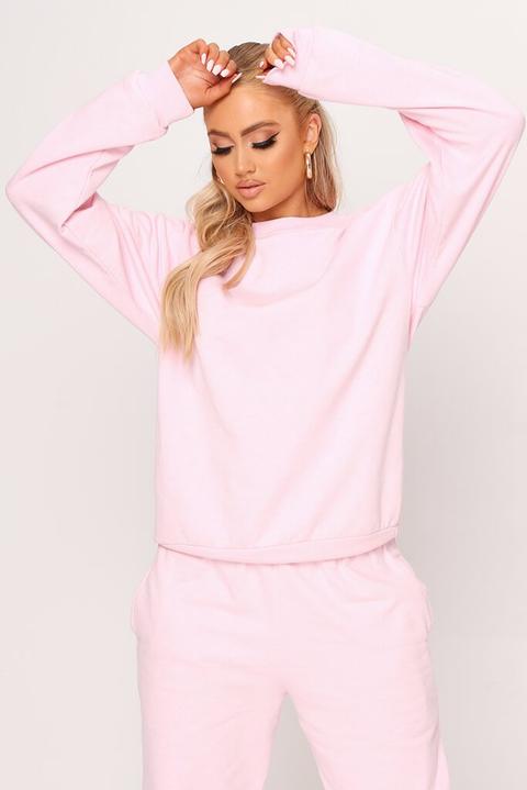 Baby Pink Basic Long Sleeve Sweatshirt