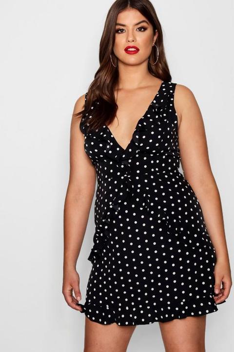 Plus Daisy Spotty Ruffle Dress