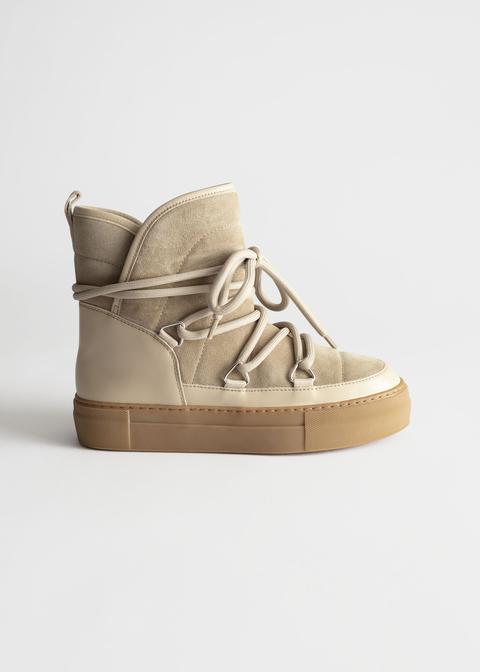 Shearling Lined Suede Snow Boots