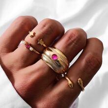 4 Piezas Anillo Con Estrella Con Perla Artificial