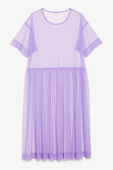 Tulle Midi Dress - Purple