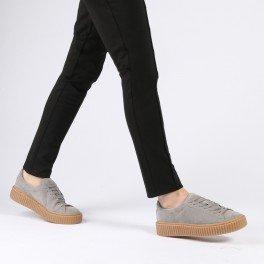 Yinka Creepers In Grey Faux Suede And Gum Sole