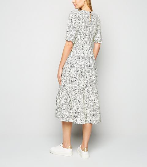 new look puff sleeve midi dress