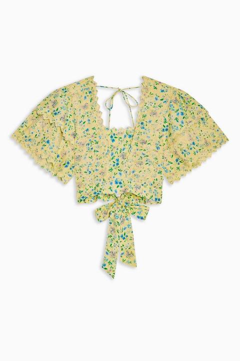 Floral Crop Embroidered Sun Top
