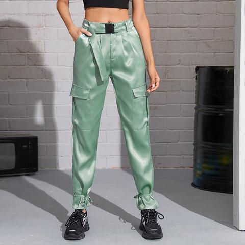 Pantalon Métallique Avec Ceinture