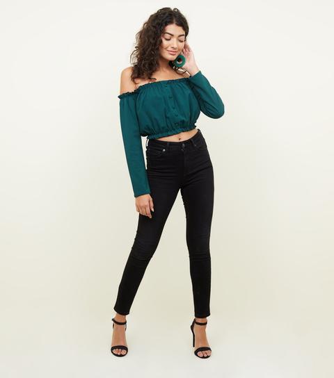 dark green bardot top