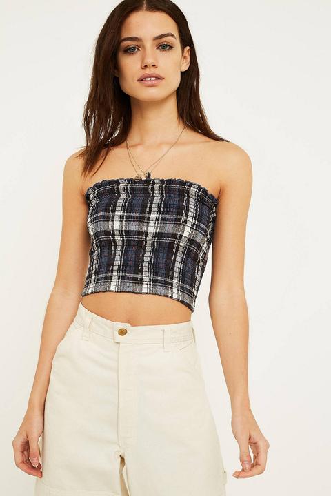 Uo Plaid Bandeau Tube Top - Womens L