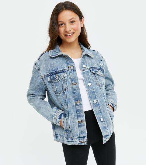 Girls Pale Blue Denim Oversized Jacket New Look