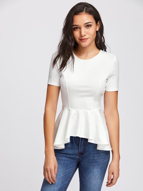 Princess Seam Asymmetric Peplum Top