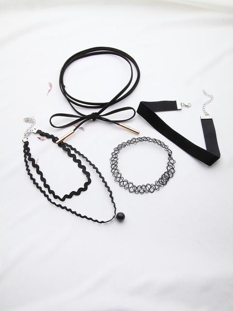 Black Wave Shaped Wrap Choker Set