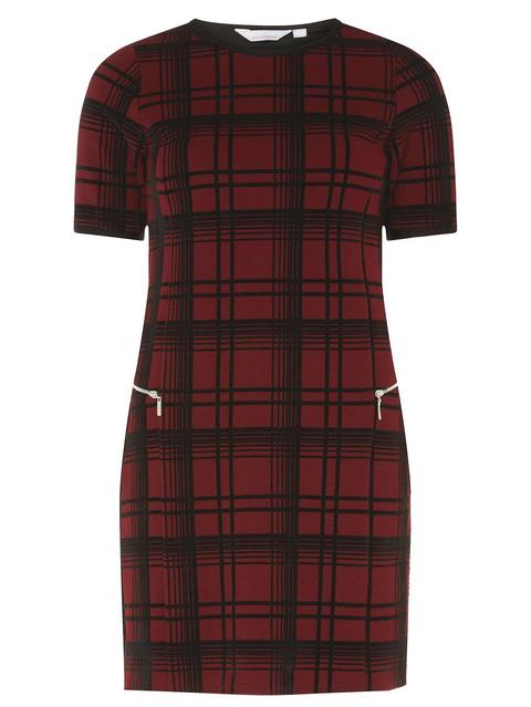 Petite Red Port Checked Shift Dress