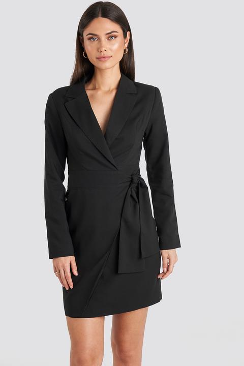 Side Tie Blazer Dress Schwarz