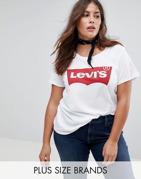 Levi's Plus - T-shirt Con Logo Batwing - Bianco