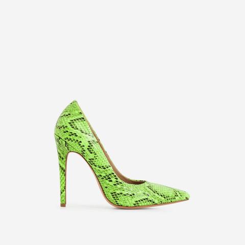 neon green snake heels