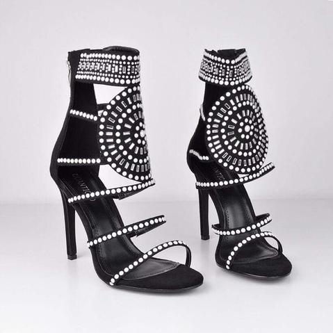 Sassy - Diamonds Stiletto Sandals In Black