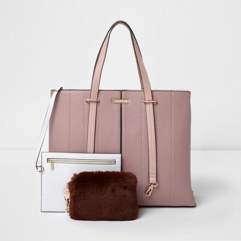 river island pink tote bag