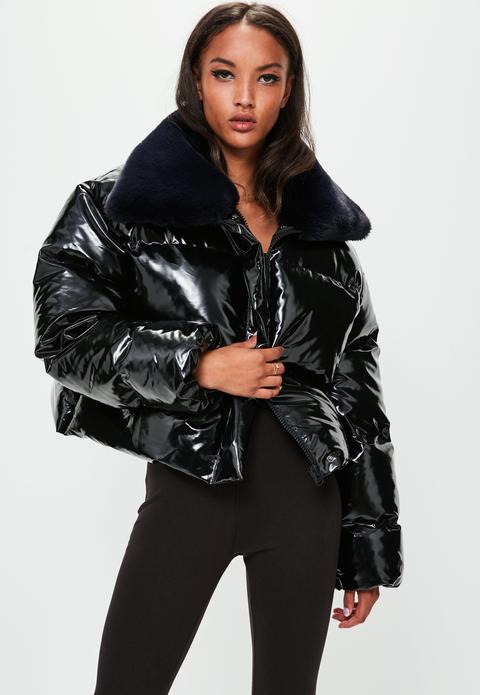 Londunn + Missguided Chaqueta Corta Acolchada De Vinilo En Negro