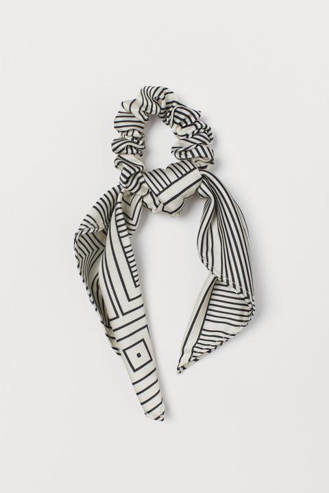 Scarf-detail Scrunchie - White