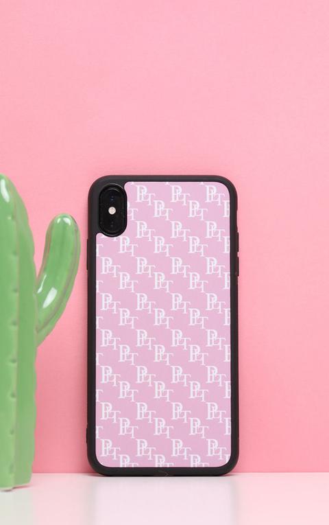 Prettylittlething Baby Pink Monogram Xs Max Iphone Case