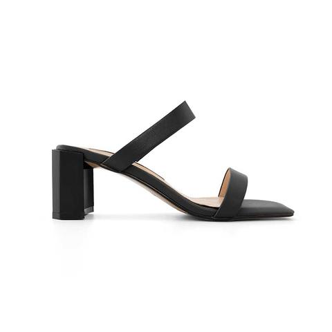 Kreya Block Heel Leather Mules Sandals