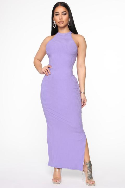 Oh Please Ribbed Maxi Dress - Violet