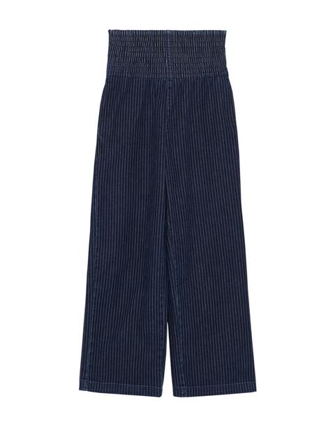 Pantalón Denim Rayas Culotte Cintura Alta