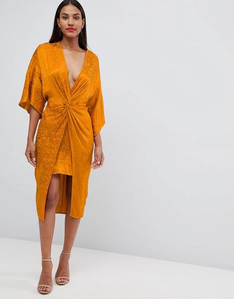 Vestido Midi Estilo Kimono De Jacquard Suave De Asos Design