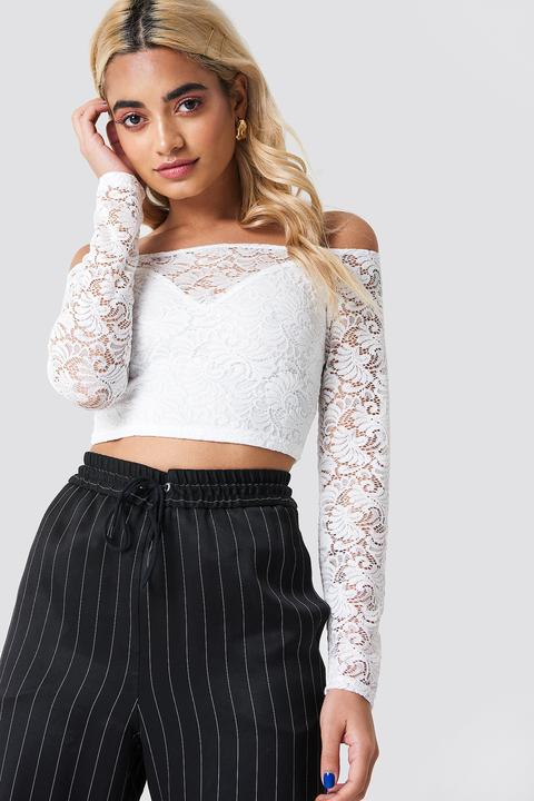 Off Shoulder Lace Top Weiß