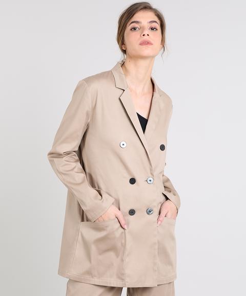 Blazer Feminino Mindset Transpassado Kaki